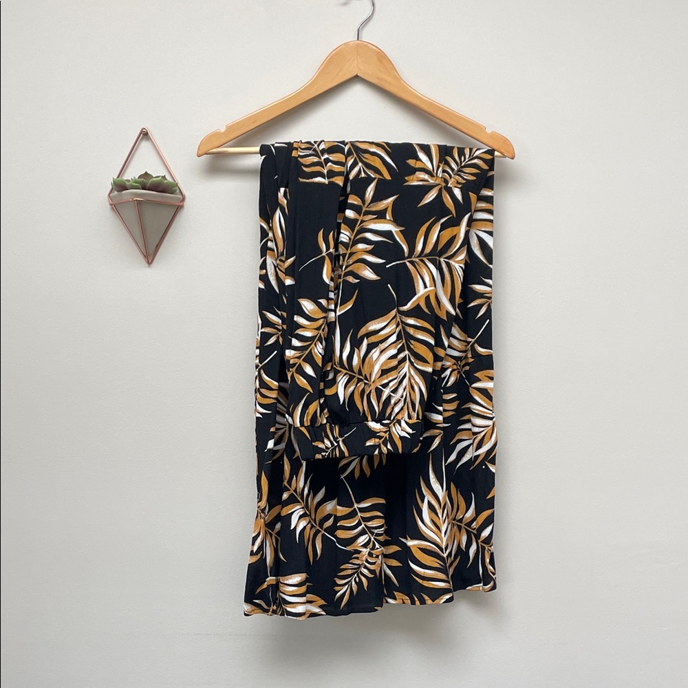 NWT Forever 21 Leaf Print Slit Tiered Maxi Skirt XL